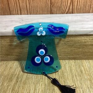Blue Evil Eye Wall Hanging Blown Glass 5”